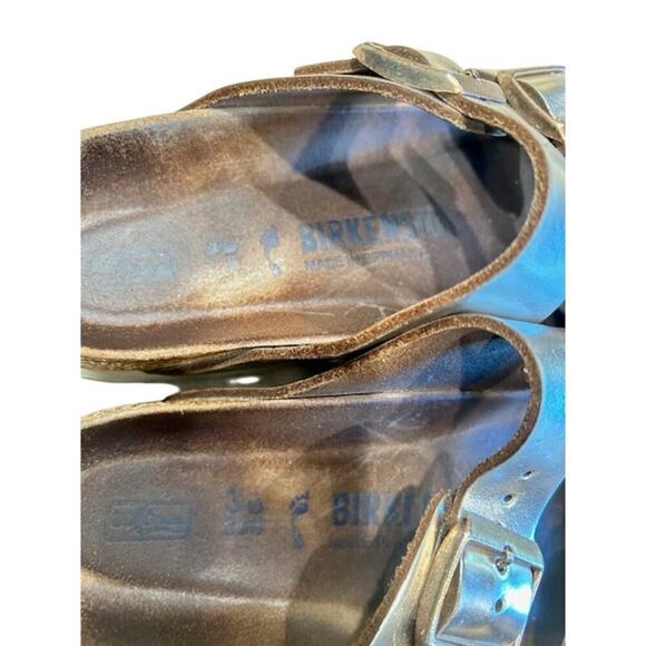 Birkenstock Arizona Sandals Metallic Silver 36 EU / 5-5.5 US  Soft Footbed, Worn - Picture 6 of 11